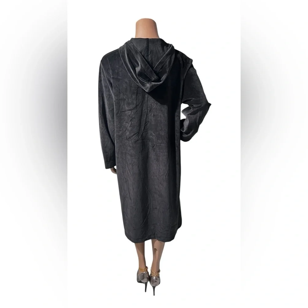 Elegant Black Hooded Lounge Robe☑️ - Picture 3 of 12